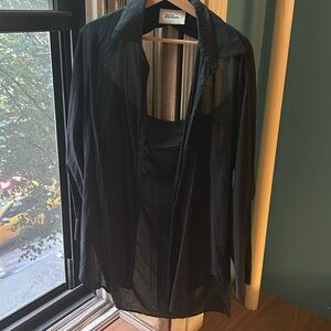 Black cotton button down with tailored cut-out back these Rawthorne